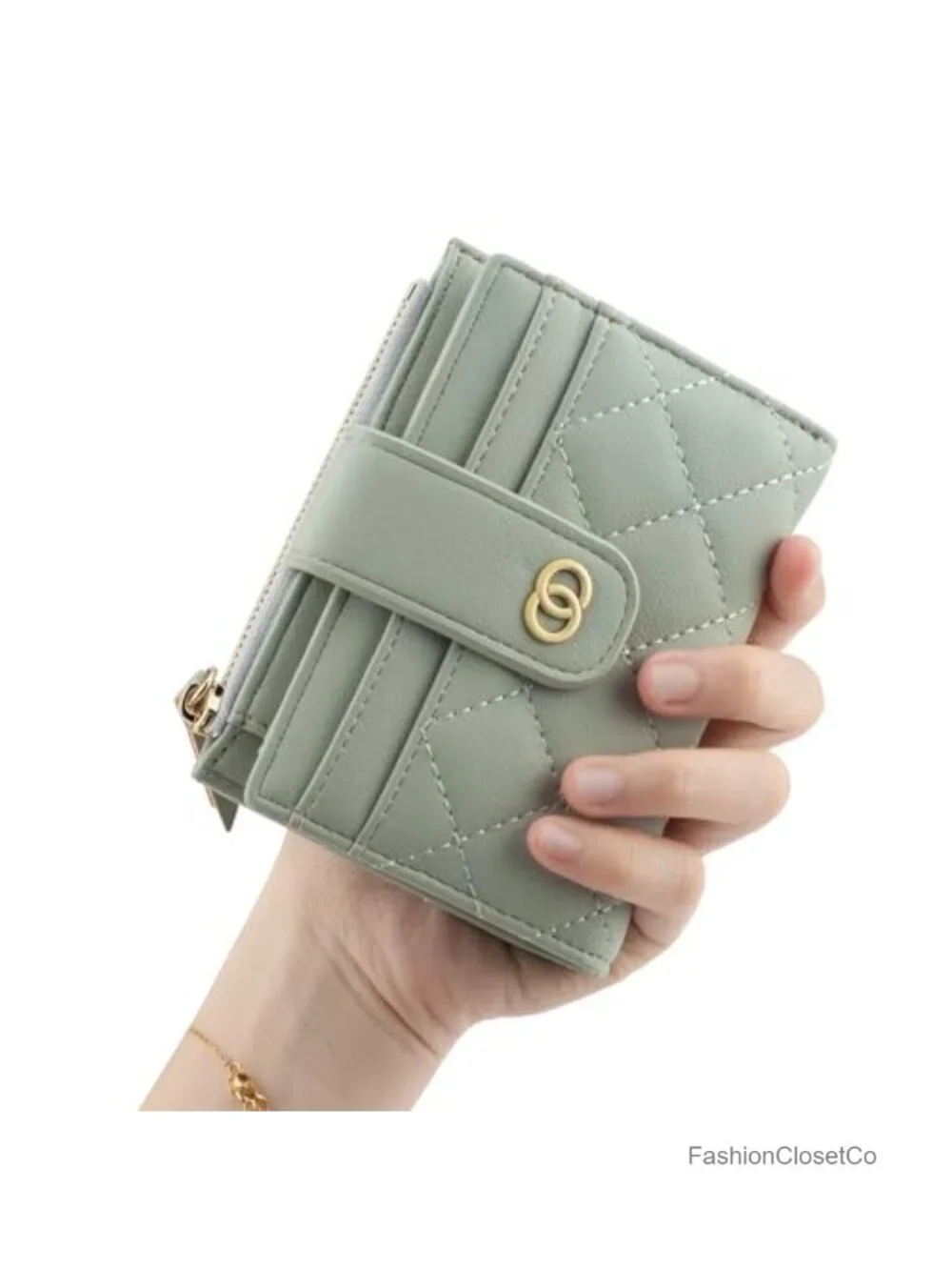 Small Quilted PU Leather Bifold Card Holder Wallet for Women